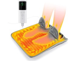 Elektrische verwarmde voetenwarmer voor mannen en vrouwen, voetenwarmer met LCD-scherm en 9 temperatuurinstellingen, verwarmingskussen voor voeten, rug, taille en hele lichaam