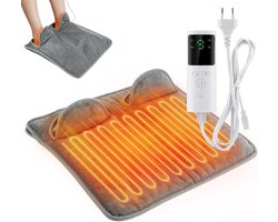 Elektrische verwarmde voetmat - Voetwarmer - 9 temperatuurstanden - 4 timerfuncties - Automatische uitschakeling - Machinewasbaar - LCD-scherm - Premium stof - Snelle verwarming - Unisex - Geschikt voor thuis- en kantoorgebruik - Grijs