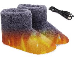 Elektrische verwarmende voetverwarmer - USB-oplaadbare voetverwarmer - Pluchenschoenen voor mannen en vrouwen - Binnen- en buitengebruik