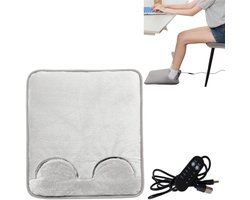 Elektrische verwarmingsmat met instelbare temperatuur - Automatische uitschakeling - Verwarmde voetmat voor thuis in de winter - Verwarmde mat voor op kantoor - 33*37 cm - Geschikt voor gebruik in studentenkamers, kantoren en woonkamers - Grijs