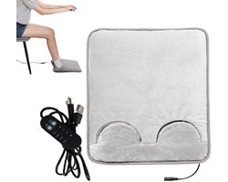 Elektrische voetenwarmer - Dubbelzijdige elektrische verwarmingskussens - Verwarmde voetkussentjes -Enkelzijdige verwarming - USB-verwarmingskussen - 5V -33*36cm -Geschikt voor thuis, op kantoor, in de slaapkamer en in de winter -grijs