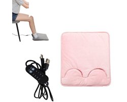 Elektrische voetenwarmer - Dubbelzijdige elektrische verwarmingskussens - Verwarmde voetkussentjes - USB-verwarmingskussen - 5V -33*36cm -Geschikt voor thuis, op kantoor, in de slaapkamer en in de winter -roze