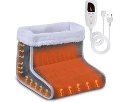 Elektrische Voetenwarmer met Timer - 6 Warmtestanden - Voetenwarmer Electrisch - Voetwarmer - Wasbare Binnenvoering - Grijs