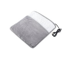 Elektrische voetenwarmer - met wasbaar flanellen verwarmingskussen - perfect voor thuisgebruik als thermische pantoffels - grijs, 29x29x2,5 cm