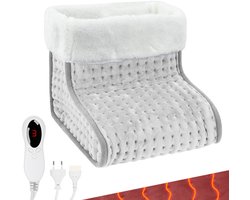 Elektrische voetverwarmer met timer en machinewasbaar cosy fleece,lichtgrijs