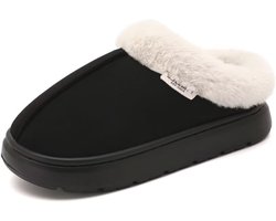 Fuzzy pantoffels voor dames en heren met traagschuim en platform
