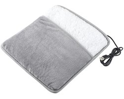 Grijze elektrische verwarmingsmat voor de voeten | Verwarmingskussen, voetverwarmer, lichaamsverwarmer, winterse ontspanning thuis (29*29*2,5 cm)