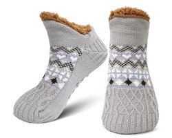Heren antislip pantoffels met warme fleece sokken voor de winter - Perfect als Kerstcadeau