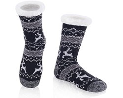 Heren Fuzzy Fleece Gevoerde Slippersokken met Grip - Warme en Zachte Winter Sokken