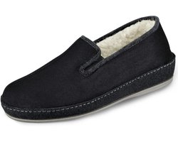 Herenpantoffels met Wollen Voering – Comfortabele Vilten Huisschoenen voor Senioren, Antislip Zool, Zwart, Maat 43