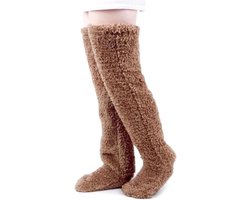 Inovra Plus - Warme sokpantoffels voor vrouwen - Bruin - Kniekousen - Slippersokken