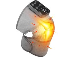 Kniewaarmassageapparaat voor artritis, 3-in-1 kniewaarmassageapparaat met 5 verwarmingsniveaus en 3 massagefuncties, Draadloze verwarmende kniebeschermer, Instelbare maat, Voor knieën/ellebogen/schouderen, Met 1800 mAh batterij