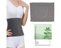 Lendenwarmteband voor extra warmte bij rugklachten - Winterverwarmingsband voor comfortabele buik- en nierverwarming - Warme ondersteuningsband met warmtepleister voor extra comfort - Grijs, one size