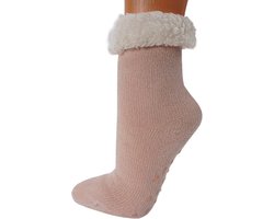 Luxe Pluche Huissokken Dames met Antislip Zool - Warme Teddy Binnen Sokken Maat 36-41