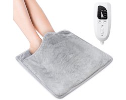 Mmgoqqt - Elektrische Voetwarmer - 360° Warmtevasthouding - 7-staps Thermostaat - Digitaal Display - 50W - 2m Kabel - Zacht Pluisstof-Zilvergrijs