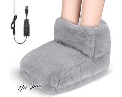 Mrs. Jones Voetwarmer elektrische voetwarmer met wasbare binnenvoering 3 verwarmingsinstellingen voor koude voeten in de winter grijs - comfort warmte. .