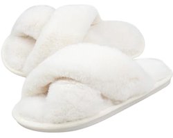 Pluizige Huispantoffels Fuzzy Open Teen - Comfortabele Slip-On Pluche Huisschoenen voor Binnen en Buiten