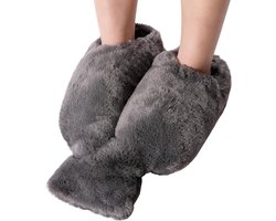 PolkaHome ® Voetenwarmer zonder elektriciteit - 2L voetenwarmer kruik voeten - Warmwaterkruik voeten voor volwassenen voor vrouwen/mannen/kinderen - Nieuwste grote voetenwarmer (grijs: 40 x 36 cm)