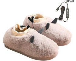 RFWR® Oplaadbare verwarmde pantoffels met USB en brede pasvorm - Comfortabele verwarmde slippers voor binnen en buiten