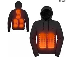 RFWR® Verwarmde hoodie uniseks USB-verwarmde sweater met 3 niveaus en 5 zones voor perfecte warmte