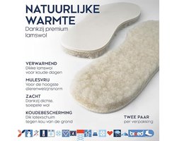 Schoenzolen, 2 paar inlegzolen (44) van lamswol - Extra dikke inlegzolen van echte lamswol - Verwarmende inlegzolen voor dames en heren