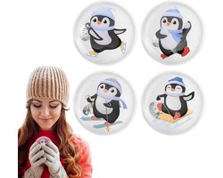 Set van 4 Herbruikbare Handwarmers met Pinguïn Motief voor Onderweg