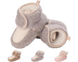SnelShoppen - Baby Newborn Fleece Booties - Winter Warm Non-Slip Soft Sole Schoenen - Schattige Aanpasbare Crawlingschoenen voor Meisjes en Jongens -