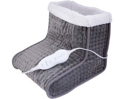 Tiqvi - Elektrisch Voetenwarmer 28x30x35cm - Grijs - Wasbare Binnenhoes - 6 Warmtestanden - Oververhittingsbeveiliging