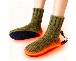 USB-verwarmde binnenslippers, elektrisch verwarmde sokken en voetwarmers, gebreide warme winterlaarzen met verwarmingskussen van wol, oplaadbare antislip voetverwarmer voor thuisgebruik, unisex.