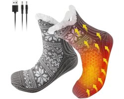 USB-verwarmde voetenwarmer, warme winterslippers voor thuis, zacht suède bovenwerk, antislipzool, unisex.