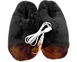 Verwarmde pantoffels voor voeten - Thermische voetwarmer Antislip pluche pantoffels Snelle verwarming Schoenen - Huishoudelijke benodigdheden voor appartement slaapzaal slaapkamer woonkamer，USB，zwart