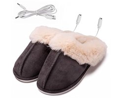 Verwarmde Slippers met USB Aansluiting voor Vrouwen en Mannen - Comfortabele en Zachte Pluche Pantoffels voor de Koude Dagen