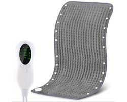 Verwarmingskussen en voetenwarmer, 6 temperatuurstanden en automatische uitschakeling, 30 x 60 cm, wasbaar, snel verwarmingskussen voor rugpijn, buik, voeten, rug, krampen (grijs)