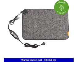 VH Regelbare warme voeten mat "Etna" 40 x 60 cm (110 Watt) - LCD controller met 4 standen - Timerfunctie - Plug&Heat - Zuinig in gebruik