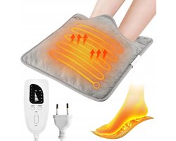 Voetenwarmer - 6 Warmtestanden & 4 Timer - 40x40cm Zachte Plaid - Veilig Automatische Uitschakeling - Voor Voeten en Rug - Zilvergrijs Model