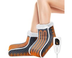 Voetenwarmer electrisch - Elektrische voetenwarmer met split-type - snel warmtekussen - 6-standen warmtepantoffels - zachte warmtelaarzen - voetenwarmer met uitneembare en wasbare voering - unisex - winterwarm cadeau - Eén maat past iedereen