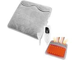 Voetenwarmer - Elektrische voetenwarmer - Elektrische voetenmat - Elektrische deken - Verwarmingskussen - 40 x 40 cm - 6 temperatuurstanden - 4 timerstanden - Geschikt voor gebruik in bedden, onder tafels, kantoren, etc. - Grijs