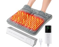 voetenwarmer- Elektrische voetenwarmer - Verwarmde voetenwarmer - met 9 temperatuurstanden en 4 timers - automatische uitschakeling - wasbaar - Voetverwarmingskussen - Elektrisch verwarmingskussen voor bed - Onder bureau - Kantoor (Grijs - 40*40 cm)
