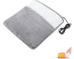 Voetenwarmer - verwarmingsmat - winterwarmte - constante temperatuurverwarming - USB-aansluiting - geschikt voor slaapkamers, kantoren en ontspanning binnenshuis - grijs - 29*29*2,5 cm