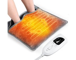 Voetverwarmer Elektrisch Verwarmingsmat Warmtemat Infrarood Verwarming Voetwarmer 40 x 40 cm Grijs 6 Warmtestanden Ultra Soft Flannel Elektrische Voetenwarmer Double Sided Heating 5 Laag Veiligheidssysteem 4 Timer Instellingen