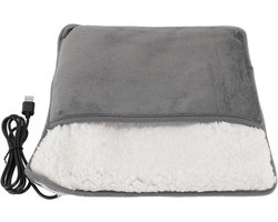 Voetverwarmer, elektrische voetkussens, veilige laagspanning, geschikt voor thuis en op reis, USB-aansluiting, compact ontwerp, grijs.