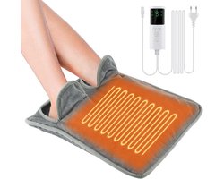 Voetwarmer-voetwarmers-Elektrische voetenwarmer - warmtekussen - met 9 temperatuurstanden en 4 tijdsinstellingen - wasbaar - geschikt voor de winter - thuis en op kantoor - grijs - 39,5x40x1,5cm
