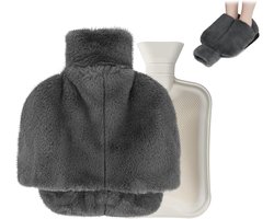 Voetwarmer Zonder Elektriciteit - Wintervoetwarmer Voor Vrouwen - 2l Grote Kruikvoeten Voor Volwassenen - Voetwarmer Warmwaterkruik Voor De Voeten - Met Zachte Pluche Hoes - Super Zacht En Warm Voor Dames/Heren/Kinderen - Voor Slaapkamer Kantoor