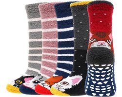 Warme Antislip Slipper Sokken Kinderen (5 Paar) - Dikke Fleece Bed- & Huissokken voor Jongens en Meisjes (4-12 Jaar)