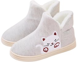 Warme Dames Sloffen voor Winter - Schattige Kat Huisschoenen