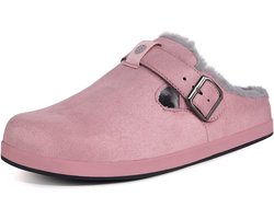 Warme Heren en Dames Pantoffels Gevoerde Suède Klompen met Bontvoering en Antislipzool