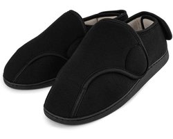 Warme Heren Pantoffels met Klittenband - Brede Pasvorm, Traagschuim Zool en Zachte Binnenvoering - Ideaal voor Gevoelige Voeten