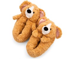 Warme Hond Huis Pantoffels Bruin - Antislip Sloffen Maat 40-43