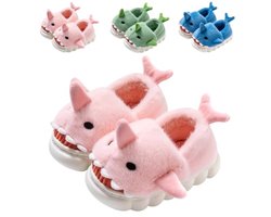 Warme Pluche Kindersloffen voor Jongens en Meisjes – Antislip Huisschoenen in Leuke Haaienstijl