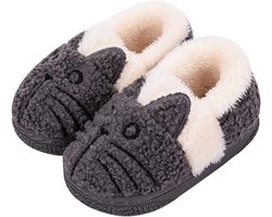 Warme Pluche Pantoffels voor Kinderen - Antislip Zachte Huissloffen met Schattig Cartoon Katten Dessin